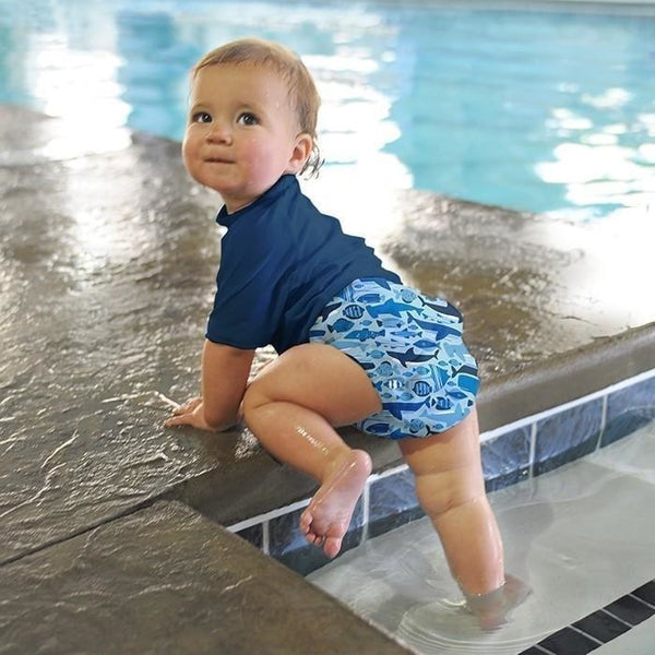 Iplay Snap Reusable Absorbent Swim Diaper- Undersea Blue